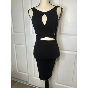 Poetry black sleeveless cutout low back midi cocktail dress Women's S‎